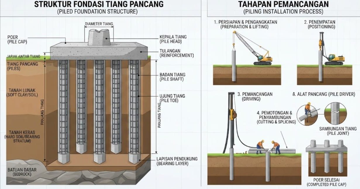 Cara Menghitung RAB Fondasi Tiang Pancang Komponen Biaya dan Tips Efisiensi