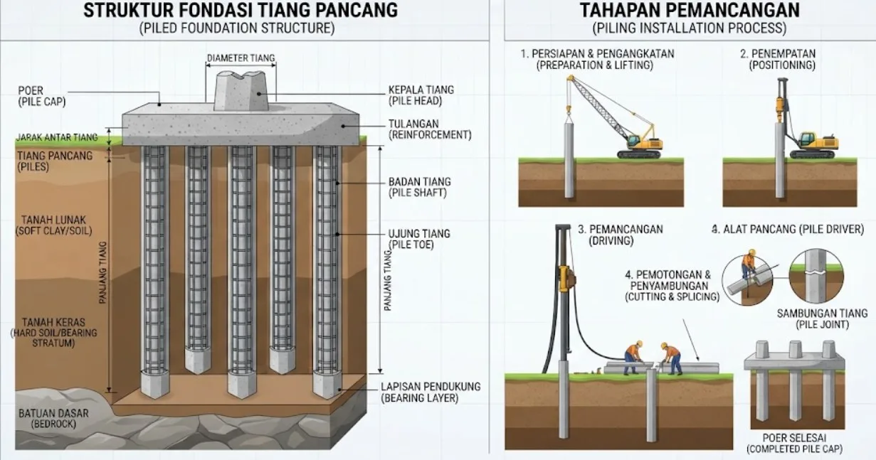 Cara Menghitung RAB Fondasi Tiang Pancang Komponen Biaya dan Tips Efisiensi